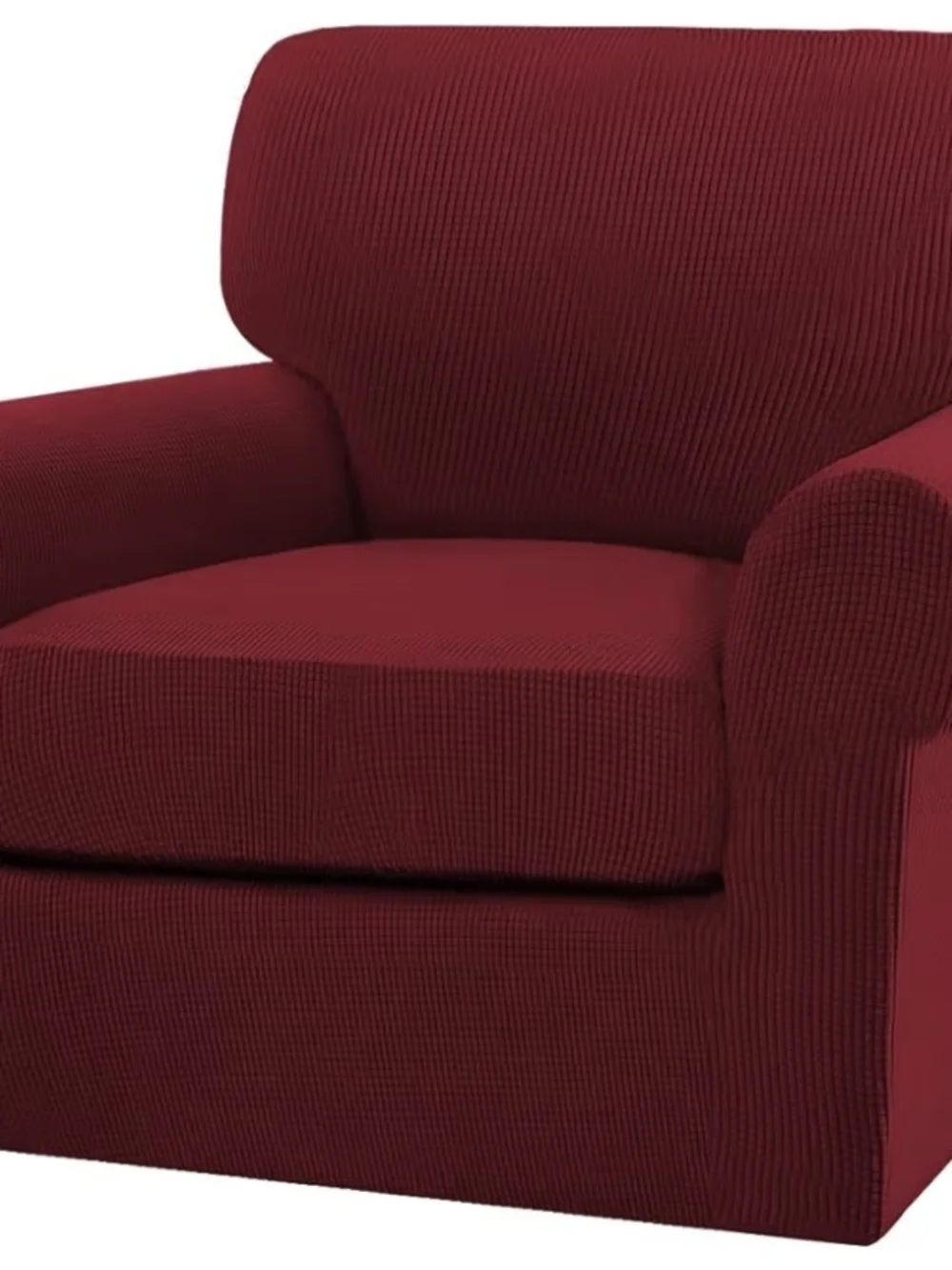 Stretch Fit 2-Piece Burgundy Large Armchair Slipcover - Home Accents
